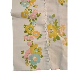 1970s Floral Hippie Pillowcase Retro Vintage Yellow Orange Green Sz Queen
